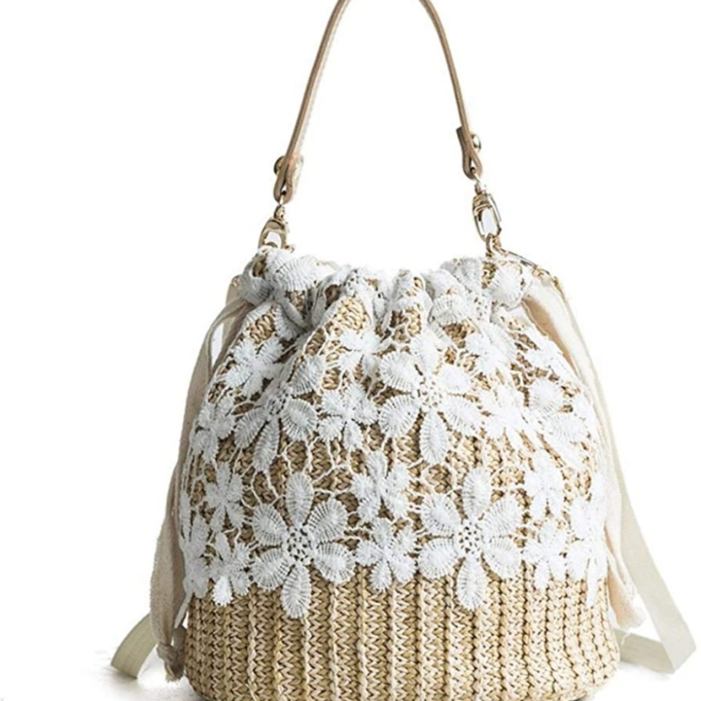 New Lace & Straw Handbag